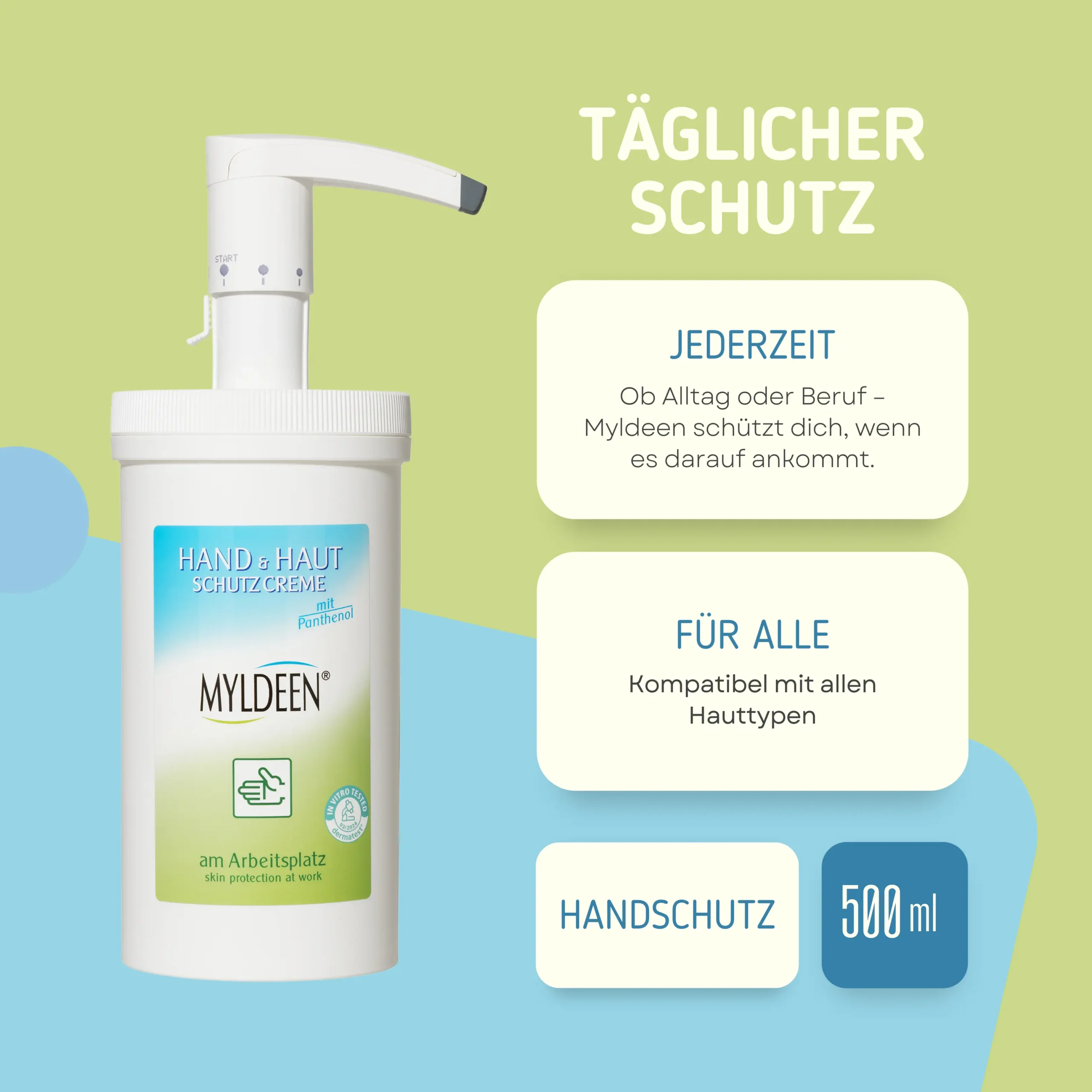 Myldeen Hautschutzcreme 1.000 ml Spender und Nachfülldose – Bild 2